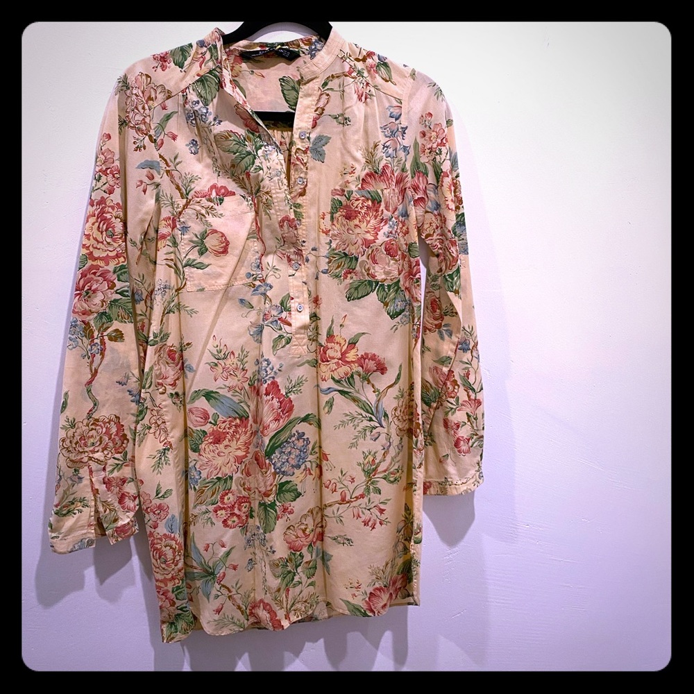 Zara floral tunic button top for women size xs